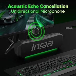 Altavoces para computadora INGA con micrófono desmontable, barra de sonido USB Plug-and-Play con iluminación dinámica, modos de juego/<span class=keywords><strong>música</strong></span>, compatibles con - Product Image 2