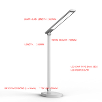 Lampe de table LED pour la protection des yeux, CRI 95, spectre complet, 10W, alimentation USB, lampe d'étude à 3 niveaux de luminosité réglable, lampe de lecture pour la maison et le bureau
