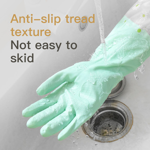 Two-<b>Colour</b> Gradient PVC Reusable Cleaning Gloves Thick Oil-Proof Waterproof Kitchen Dishwashing Home Use - Product Image 6