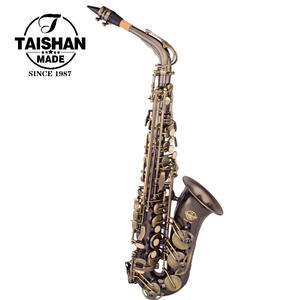 Saxophone alto en Mi bémol, style vintage, avec embouchure en PMMA, corps en laiton finition bronze antique, motif floral gravé en laiton - Product Image 1