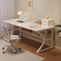 Bureau d'ordinateur rectangulaire simple en métal pour la maison, l'étude ou le bureau, petite table de bureau pour étudiants et chambre à coucher