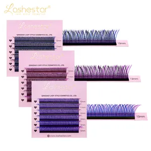 Lashestar Purple Blue Black Ombre Colored Y Shape Mink False Eyelashes Individual Colorful YY Volume Lash Extensions