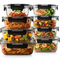 Ensemble de contenants alimentaires empilables en verre borosilicate rectangulaires sans BPA pour nouveau-nés, anti-fuite, 640 ml, 370/1040 ml, pour la préparation des repas et le déjeuner
