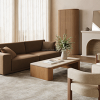Sageliving meubles de salon contemporains Wabi Sabi table basse en bois massif style moderne dessus en marbre naturel