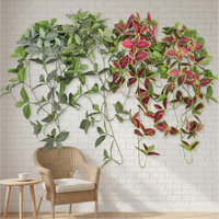 Plantes murales artificielles en forme de feuilles simulées, gazon veiné, Pothos, lierre grimpant, plantes rampantes, vente en gros