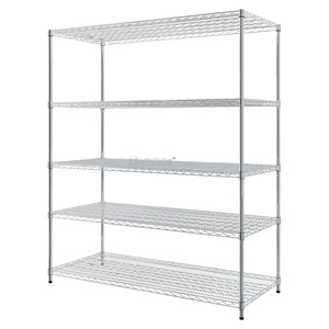 Estantes de apilamiento de almacenamiento ajustables personalizados Estante de alambre de acero de batería de 5 niveles cromado y estante para almacén - Product Image 2