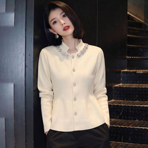 <span class=keywords><strong>Cardigan</strong></span> Lavorato a Maglia da Donna con Collo Alto, Perline, Bottone Singolo e <span class=keywords><strong>Cintura</strong></span>, Nuovo Stile Invernale 2025 - Product Image 2