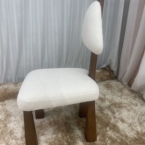 Silla de Comedor Moderna para Hotel, Cafetería, Restaurante, con Patas de Madera y Asiento de Tela Blanca - Product Image 2