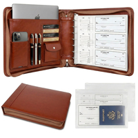 Porte-chèques professionnel extra-large Haoran en cuir PU avec logo personnalisé, classeur à anneaux X