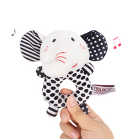Anneau de main rond noir et blanc Cartoon Toy Soft Baby Animal Plush pour les enfants