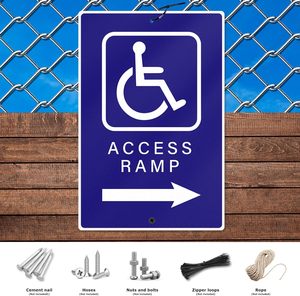 Panneau de rampe d'accès pour handicapés personnalisé Panneau de signalisation étanche à flèche droite <span class=keywords><strong>Symbole</strong></span> d'accessibilité Panneaux pour fauteuils roulants - Product Image 4