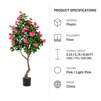 Arbre de péricinole artificiel personnalisable, fleurs roses, 160-200 cm, verdure artificielle en plastique pour la décoration de la maison, du bureau et de l'hôtel