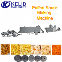 Ligne de production complète de snacks de maïs soufflé automatique, grande capacité, efficace, avec formes et saveurs personnalisées