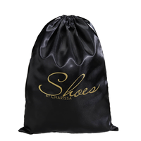 Sacs à cordon en satin personnalisés avec logo pour extensions de cheveux et perruques, sacs en satin de soie noirs de qualité supérieure pour perruques