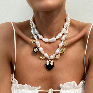 Collar de Moda con Múltiples Colgantes Irregulares, Estilo Europeo y Americano, Superventas Transfronterizo, Estrella de Mar, Concha, Corazón, Perla de Imitación - Product Image 2