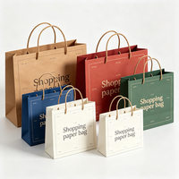 Sac en papier bleu et blanc personnalisé avec logo, taille sur mesure, vente en gros, sac cadeau, sac de transport pour le commerce de détail, recyclable, production en 72h
