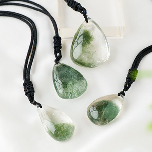 Colliers en cristal de quartz naturel en forme de goutte d'eau pour la guérison, pendentifs en pierre naturelle pour la lithothérapie, vente en gros - Product Image 5