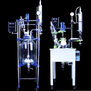 Mezcla de agitación líquida de 10L, 20L, 100L, máquina de reacción química, mezclador al vacío de laboratorio, tanque de mezcla de vidrio de borosilicato con agitador