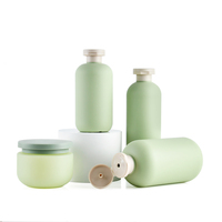 Bouteille de lotion en plastique vide personnalisée, ronde, verte, en HDPE écologique, 250 ml, avec bouchon à clapet, pour shampoing et après-shampoing