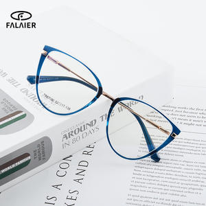 Monturas de gafas estilo ojo de gato Tr87080, montura completa, lentes planas con filtro de luz azul para mujer, lentes transparentes de acetato, estilo europeo. - Product Image 2