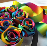 Vente chaude 4cm Transfert De Chaleur Multicolore Satin Rubans Ruban De Satin Personnalisé pour Gâteau Fleur Cadeau Décoration Emballage