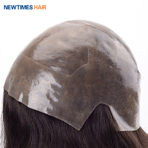 Pelucas de cabello humano remy para mujer, de piel fina de silicona inyectada natural personalizada, pelo largo rizado negro - Product Image 2