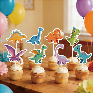 Confezione da 16 Pezzi: Decorazioni per Cupcake a Forma di Dinosauro in Plastica per Feste di Compleanno per Bambini - Product Image 4
