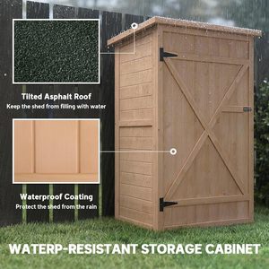 Outdoor Garden Shed Storage Fir Wood with 2 Shelves Sloped Roof Bolt Compact Utility Tool <b>Cabinet</b> Yard Patio Garage - Product Image 4