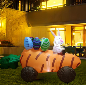 Easter inflatable inflatable carrot cart rabbit Easter egg LED luminous decoration courtyard party ornament - Product Image 2