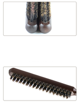 Brosse à barbe en bois à poils de sanglier ioniques pour hommes, avec manche long et peigne – Usage domestique