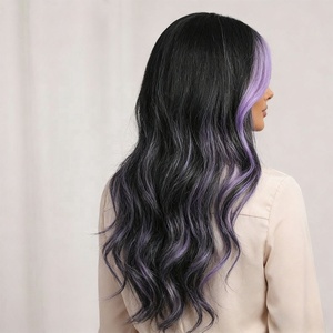 <span class=keywords><strong>2026</strong></span> פאה נשית אופנתית חמה סיבים סינתטיים עם תחרה שקופה צביעת שיער בגוון סגול עם גוונים מדורגים SM398-2 - Product Image 2