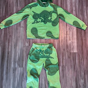 Custom Manufacturers 500 Gsm Heavyweight Thick Fabric Cut and <b>Sew</b> Vintage Hoodies <b>Set</b> Tracksuit Distressed Patch Cut and <b>Sew</b> - Product Image 4