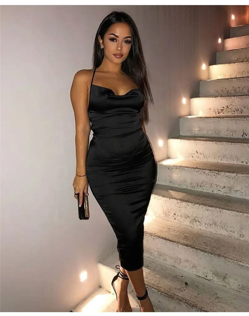 New Sexy Off-the-shoulder Strap Fashion High Elastic Backless Dress
