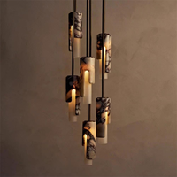 Luminaire suspendu en marbre OEM, lustre à tête unique et à longueur réglable pour îlot de cuisine, comptoir de bar, petite taille de lampe