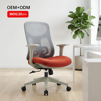 Chaise de bureau ergonomique personnalisée de qualité AODA, mobilier de bureau à domicile, chaise pivotante en maille avec cadre blanc, accoudoirs et coussin en mousse