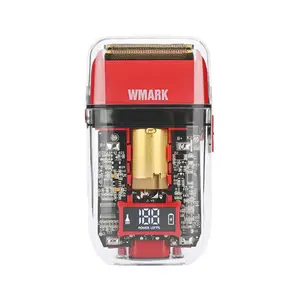 Wmark ng-988 mata pisau cukur elektrik pria, kepala pemotong berlapis titanium, bilah pisau cukur elektrik USB bolak-balik, tubuh transparan