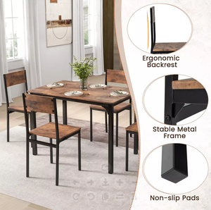 Wholesale <strong>Dining</strong> <strong>Table</strong> Set With 4 Chairs Metal Wooden <strong>MDF</strong> <strong>Dining</strong> Set for <strong>Dining</strong> Room - Product Image 5