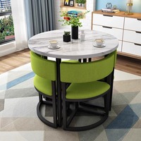 Ensemble table et chaises de restaurant moderne, compact, durable et écologique, best-seller (1 table, 4 chaises) pour restaurants, balcons et salons de thé