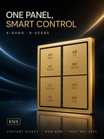 Interrupteur intelligent KNX en aluminium à 4 boutons et 8 commandes avec indice de protection IP20 pour utilisation hôtelière