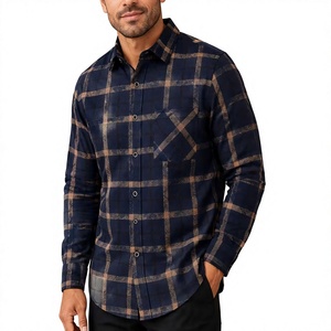 Chemise en flanelle à carreaux pour homme OEM, manches longues, boutonnée, décontractée, avec poche poitrine, douce, chaude, brossée, pour l'automne et l'hiver - Product Image 3