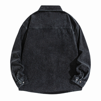 Chemise-veste en nylon 100% pour homme, aspect denim noir délavé, boutonnée, décontractée, style workwear, streetwear, vêtement d'extérieur, logo personnalisé, OEM