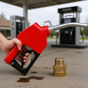 Rubinetto erogatore carburante 3/4'' NPT 15/16'' con beccuccio, iniettore diesel in acciaio rosso con spegnimento automatico - Product Image 2