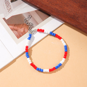 American Independence Day Beaded <b>Bracelet</b> <b>Red</b> White Blue Acrylic Jewelry For Men Women Party Fashion Accessory - Product Image 2