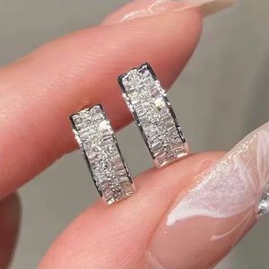 Pendientes de Aro Xinfly de Oro Blanco Sólido de 18k con Diamantes Redondos y Baguette de 0.40 Ct, Estilos Clásicos para Bodas, Fiestas y Regalos - Product Image 1