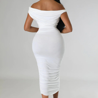 Vestido de Mujer 2024, Elegante, de Manga Corta, Fruncido, Maxi, Ajustado, Vestidos Cortos de Noche, Vestido de Fiesta