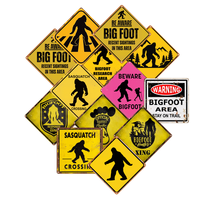 Vintage Bigfoot Hunter waarschuwingsbord metalen plaat nieuwigheid Sasquatch onderzoekgebied wanddecoratie voor outdoor tuin kampeerliefhebbers