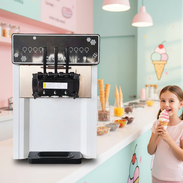 Counter Top Soft Serve Ice Cream Maker  22-32L/H 1 Year Warranty with Precooling CE Certificated Gelato  Ice Cream Machine