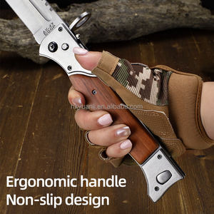 Couteau de poche pliant A.K-47 MAX personnalisable de qualité OEM pour le camping, lame en acier inoxydable D2, manche en bois, marque HK, tranchant comme un rasoir - Product Image 5