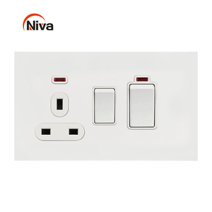 Prises de maison Niva interrupteurs muraux en acier inoxydable double prise britannique pour bureau d'hôtel à domicile - Product Image 2