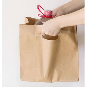 Sac en papier kraft recyclable avec poignée et trou, impression offset personnalisée, respectueux de l'environnement - Product Image 3